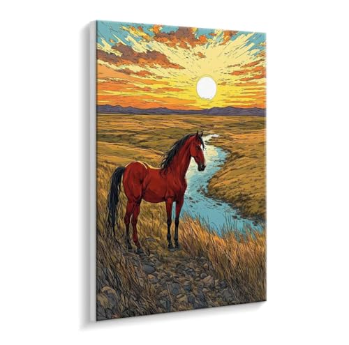 Malen Nach Zahlen Erwachsene - DIY Pferde Pferde Handgemalt Ölgemälde Kit für Anfänger, Mit 3 - Pinseln und Acrylfarbe Handgemalt öLgemäLde Kit Als Geschenk Heimdekoration 80 x 100 cm (Rahmenlos) t110 von HHQGOUYG