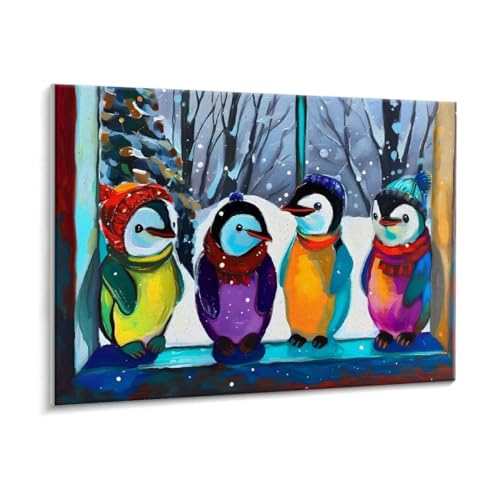 Malen Nach Zahlen Erwachsene - DIY Pinguine Handgemalt Ölgemälde Kit für Anfänger, Mit 3 - Pinseln und Acrylfarbe Handgemalt öLgemäLde Kit Als Geschenk Heimdekoration 60 x 80 cm (Rahmenlos) t-644 von HHQGOUYG