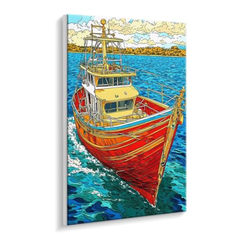 Malen Nach Zahlen Erwachsene - DIY Schiff Handgemalt Ölgemälde Kit für Anfänger, Mit 3 - Pinseln und Acrylfarbe Handgemalt öLgemäLde Kit Als Geschenk Heimdekoration 40 x 50 cm (Rahmenlos) t-168 von HHQGOUYG