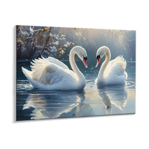 Malen Nach Zahlen Erwachsene - DIY Schwan See Handgemalt Ölgemälde Kit für Anfänger, Mit 3 - Pinseln und Acrylfarbe Handgemalt öLgemäLde Kit Als Geschenk Heimdekoration 60 x 80 cm (Rahmenlos) t-736 von HHQGOUYG
