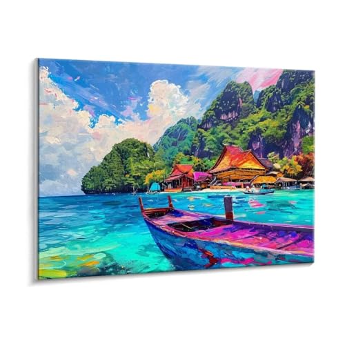 Malen Nach Zahlen Erwachsene - DIY Smilan Inseln Handgemalt Ölgemälde Kit für Anfänger, Mit 3 - Pinseln und Acrylfarbe Handgemalt öLgemäLde Kit Als Geschenk Heimdekoration 50 x 70 cm (Rahmenlos) t-723 von HHQGOUYG