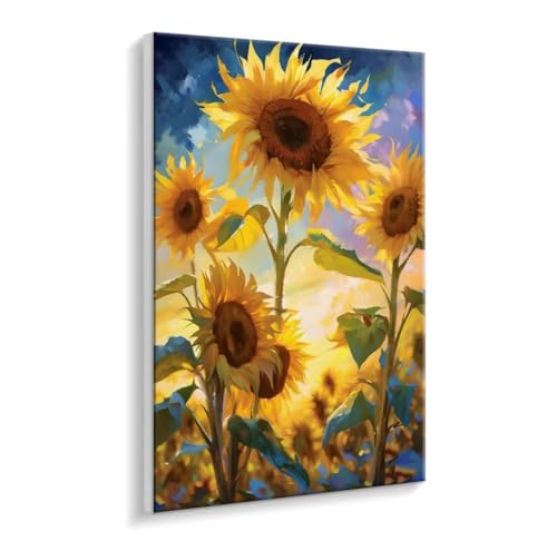 Malen Nach Zahlen Erwachsene - DIY Sonnenblumen Blumen Handgemalt Ölgemälde Kit für Anfänger, Mit 3 - Pinseln und Acrylfarbe Handgemalt öLgemäLde Kit Als Heimdekoration 100 x 130 cm (Rahmenlos) t-762 von HHQGOUYG