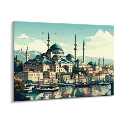 Malen Nach Zahlen Erwachsene - DIY Stadtgebäude Handgemalt Ölgemälde Kit für Anfänger, Mit 3 - Pinseln und Acrylfarbe Handgemalt öLgemäLde Kit Als Geschenk Heimdekoration 50 x 70 cm (Rahmenlos) t-131 von HHQGOUYG