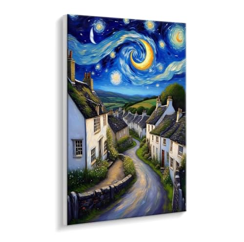 Malen Nach Zahlen Erwachsene - DIY Sterne Stadt Handgemalt Ölgemälde Kit für Anfänger, Mit 3 - Pinseln und Acrylfarbe Handgemalt öLgemäLde Kit Als Geschenk Heimdekoration 80 x 100 cm (Rahmenlos) t-780 von HHQGOUYG