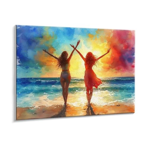 Malen Nach Zahlen Erwachsene - DIY Strand Frauen Handgemalt Ölgemälde Kit für Anfänger, Mit 3 - Pinseln und Acrylfarbe Handgemalt öLgemäLde Kit Als Geschenk Heimdekoration 90 x 120 cm (Rahmenlos) t675 von HHQGOUYG