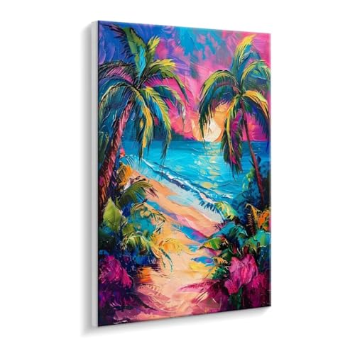 Malen Nach Zahlen Erwachsene - DIY Strand Kokosbaum Handgemalt Ölgemälde Kit für Anfänger, Mit 3 - Pinseln und Acrylfarbe Handgemalt öLgemäLde Kit Als Heimdekoration 35 x 50 cm (Rahmenlos) t-677 von HHQGOUYG