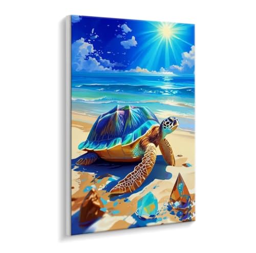 Malen Nach Zahlen Erwachsene - DIY Strand Schildkröte Handgemalt Ölgemälde Kit für Anfänger, Mit 3 - Pinseln und Acrylfarbe Handgemalt öLgemäLde Kit Als Heimdekoration 100 x 130 cm (Rahmenlos) t-670 von HHQGOUYG