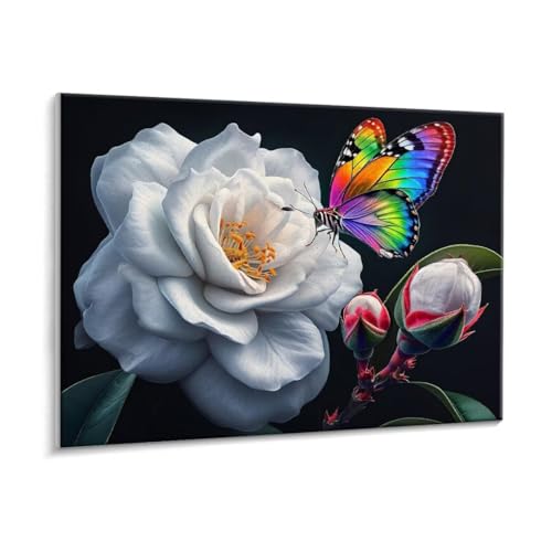 Malen Nach Zahlen Erwachsene - DIY Tee Blumen Schmetterlinge Handgemalt Ölgemälde Kit für Anfänger, Pinseln und Acrylfarbe Handgemalt öLgemäLde Kit Als Heimdekoration 70 x 90 cm (Rahmenlos) t-679 von HHQGOUYG