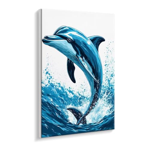Malen Nach Zahlen Erwachsene - DIY Tiere Delfine Handgemalt Ölgemälde Kit für Anfänger, Mit 3 - Pinseln und Acrylfarbe Handgemalt öLgemäLde Kit Als Geschenk Heimdekoration 40 x 50 cm (Rahmenlos) t-196 von HHQGOUYG