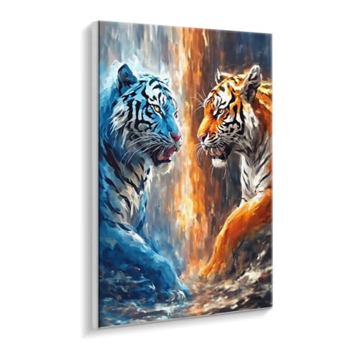 Malen Nach Zahlen Erwachsene - DIY Tiere Tiger Handgemalt Ölgemälde Kit für Anfänger, Mit 3 - Pinseln und Acrylfarbe Handgemalt öLgemäLde Kit Als Geschenk Heimdekoration 90 x 120 cm (Rahmenlos) t-211 von HHQGOUYG