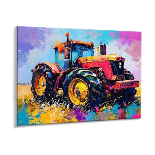 Malen Nach Zahlen Erwachsene - DIY Traktor Handgemalt Ölgemälde Kit für Anfänger, Mit 3 - Pinseln und Acrylfarbe Handgemalt öLgemäLde Kit Als Geschenk Heimdekoration 80 x 100 cm (Rahmenlos) t-746 von HHQGOUYG