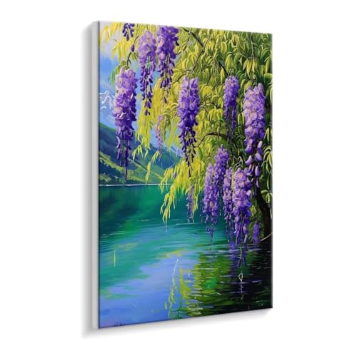 Malen Nach Zahlen Erwachsene - DIY Violette Blumen Handgemalt Ölgemälde Kit für Anfänger, Mit 3 - Pinseln und Acrylfarbe Handgemalt öLgemäLde Kit Als Heimdekoration 100 x 130 cm (Rahmenlos) t-842 von HHQGOUYG