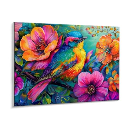 Malen Nach Zahlen Erwachsene - DIY Vogel Blumen Handgemalt Ölgemälde Kit für Anfänger, Mit 3 - Pinseln und Acrylfarbe Handgemalt öLgemäLde Kit Als Geschenk Heimdekoration 50 x 70 cm (Rahmenlos) t-609 von HHQGOUYG