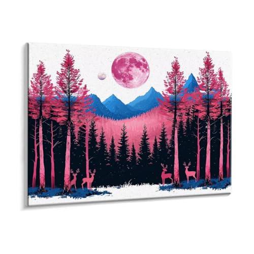 Malen Nach Zahlen Erwachsene - DIY Wald Hirsch Handgemalt Ölgemälde Kit für Anfänger, Mit 3 - Pinseln und Acrylfarbe Handgemalt öLgemäLde Kit Als Geschenk Heimdekoration 80 x 100 cm (Rahmenlos) t-664 von HHQGOUYG