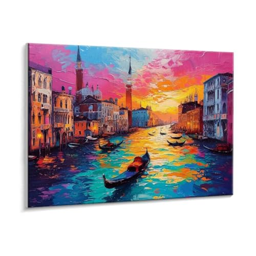 Malen Nach Zahlen Erwachsene - DIY Wasserstadt Venedig Handgemalt Ölgemälde Kit für Anfänger, Mit 3 - Pinseln und Acrylfarbe Handgemalt öLgemäLde Kit Als Heimdekoration 60 x 80 cm (Rahmenlos) t-750 von HHQGOUYG