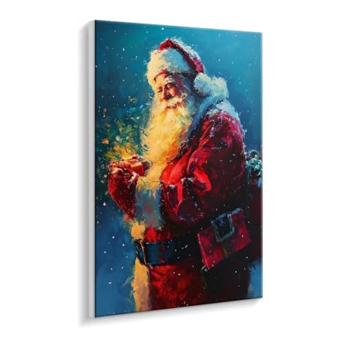 Malen Nach Zahlen Erwachsene - DIY Weihnachtsmann Handgemalt Ölgemälde Kit für Anfänger, Mit 3 - Pinseln und Acrylfarbe Handgemalt öLgemäLde Kit Als Geschenk Heimdekoration 40 x 50 cm (Rahmenlos) t698 von HHQGOUYG