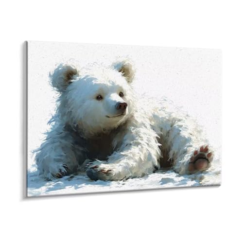 Malen Nach Zahlen Erwachsene - DIY Weißer Bär Handgemalt Ölgemälde Kit für Anfänger, Mit 3 - Pinseln und Acrylfarbe Handgemalt öLgemäLde Kit Als Geschenk Heimdekoration 100 x 130 cm (Rahmenlos) t-26 von HHQGOUYG