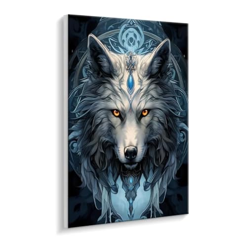 Malen Nach Zahlen Erwachsene - DIY Weißer Wolf Handgemalt Ölgemälde Kit für Anfänger, Mit 3 - Pinseln und Acrylfarbe Handgemalt öLgemäLde Kit Als Geschenk Heimdekoration 40 x 50 cm (Rahmenlos) t-22 von HHQGOUYG