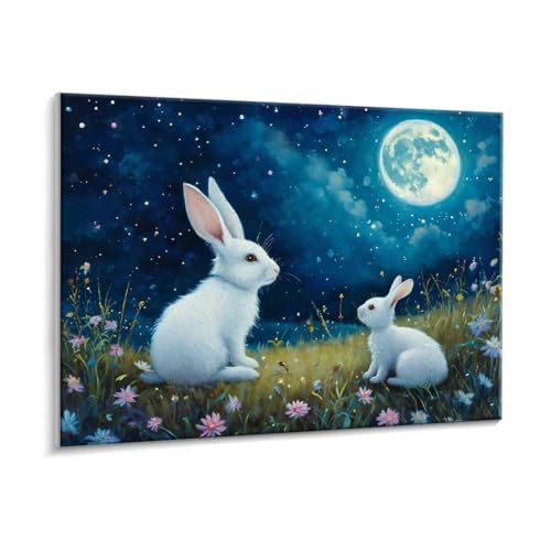 Malen Nach Zahlen Erwachsene - DIY Weißes Kaninchen Mond Handgemalt Ölgemälde Kit für Anfänger, Mit 3 - Pinseln und Acrylfarbe Handgemalt öLgemäLde Kit Als Heimdekoration 90 x 120 cm (Rahmenlos) t-25 von HHQGOUYG