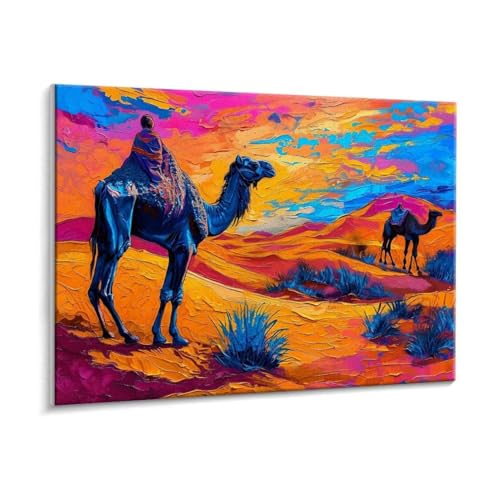 Malen Nach Zahlen Erwachsene - DIY Wüste Kamel Handgemalt Ölgemälde Kit für Anfänger, Mit 3 - Pinseln und Acrylfarbe Handgemalt öLgemäLde Kit Als Geschenk Heimdekoration 30 x 40 cm (Rahmenlos) t-668 von HHQGOUYG