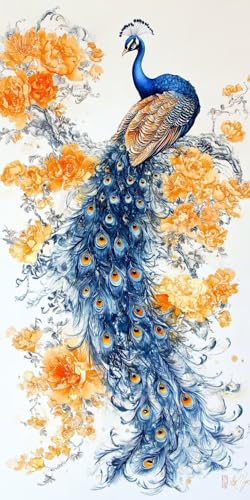 Pfauen Blumen Diamond Painting Erwachsene, 5D Diamant Kunst Kinder Kits, DIY Erwachsene Mosaikherstellung Basteln Diamant Malerei Bilder Set für Weihnachten Wanddekoration, Geschenke 60x120cm t-469 Pfauen Blumen Diamond Painting Erwachsene, 5D Diamant Kunst Kinder Kits, DIY Erwachsene Mosaikherstellung Basteln Diamant Malerei Bilder Set für Weihnachten Wanddekoration, Geschenke 60x120cm t-469 von HHQGOUYG