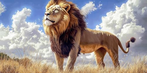 Prairie Löwen Diamond Painting Erwachsene, 5D Diamant Kunst Kinder Kits, DIY Erwachsene Mosaikherstellung Basteln Diamant Malerei Bilder Set für Weihnachten Wanddekoration, Geschenke 100x200cm t-76 von HHQGOUYG