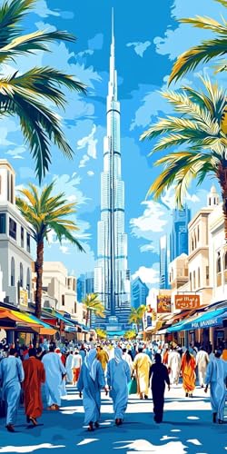 Stadtblick Diamond Painting Erwachsene, 5D Diamant Kunst Kinder Kits, DIY Erwachsene Mosaikherstellung Basteln Diamant Malerei Bilder Set für Weihnachten Wanddekoration, Geschenke 100x200cm t-85 von HHQGOUYG