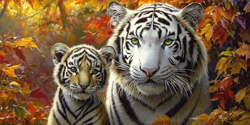 Weißer Tiger Diamond Painting Erwachsene, 5D Diamant Kunst Kinder Kits, DIY Erwachsene Mosaikherstellung Basteln Diamant Malerei Bilder Set für Weihnachten Wanddekoration, Geschenke 100x200cm t-21 von HHQGOUYG