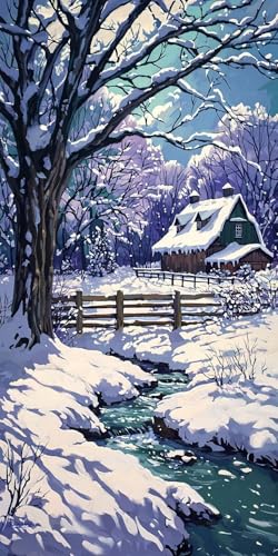 Winterlandschaft Diamond Painting Erwachsene, 5D Diamant Kunst Kinder Kits, DIY Erwachsene Mosaikherstellung Basteln Diamant Malerei Bilder Set für Weihnachten Wanddekoration, Geschenke 100x200cm t116 von HHQGOUYG
