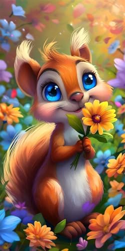 niedlich Eichhörnchen Diamond Painting Erwachsene, 5D Diamant Kunst Kinder Kits, DIY Erwachsene Mosaikherstellung Basteln Diamant Malerei Bilder Set für Weihnachten Wanddekoration 20x40cm t-457 von HHQGOUYG