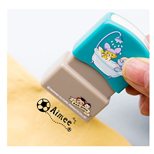 Kids NamenStempel,Textilstempel Set, zum einfachen Beschriften und Kennzeichnen von Kleidung und anderen Textilien,Cartoon Stempel wasserfest (A) von HHWY