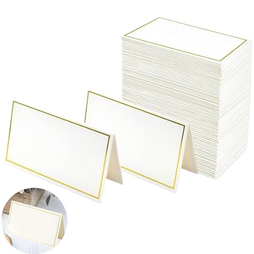 50 Stück Platzkarten Platzkarten Blanko Kleine Namenskarten mit Goldfolienrand Tischkarten für Hochzeiten Gefaltete Tischnamen Platzkarten für Geburtstag Party, Festival Tischkarten 50 Stück Platzkarten Platzkarten Blanko Kleine Namenskarten mit Goldfolienrand Tischkarten für Hochzeiten Gefaltete Tischnamen Platzkarten für Geburtstag Party, Festival Tischkarten von HHZZXCDH