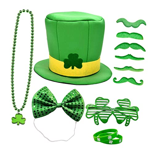 HIAKDOFT 1 Satz Irische Party verkleiden sich Kostüm Sonnenbrille Hut und Bart Dreispitz Erwachsene Zubehör Heilige Dekoration gläser Party-Halskette Partybrille St. Patrick Day Photo Decor HIAKDOFT 1 Satz Irische Party verkleiden sich Kostüm Sonnenbrille Hut und Bart Dreispitz Erwachsene Zubehör Heilige Dekoration gläser Party-Halskette Partybrille St. Patrick Day Photo Decor von HIAKDOFT