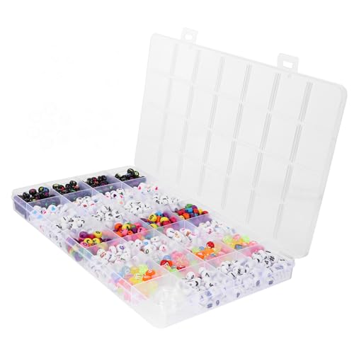 HIAKDOFT 1 Schachtel Acryl Buchstabenperlen mit Schmuckfaden Multifunktionale DIY Perlen für Armbänder Halsketten Schmuckherstellung Bunte Spacer Perlen für Bastelprojekte von HIAKDOFT