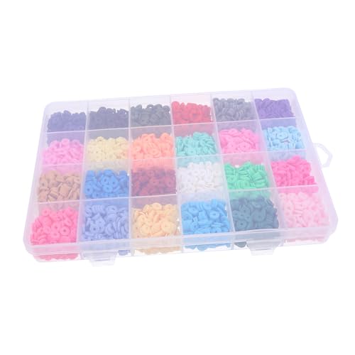 HIAKDOFT 1 Schachtel Bunte Polymer Clay Perlen Farben Flache Tonperlen Spacer für DIY Schmuck Armbänder Halsketten Handwerk Zubehör von HIAKDOFT