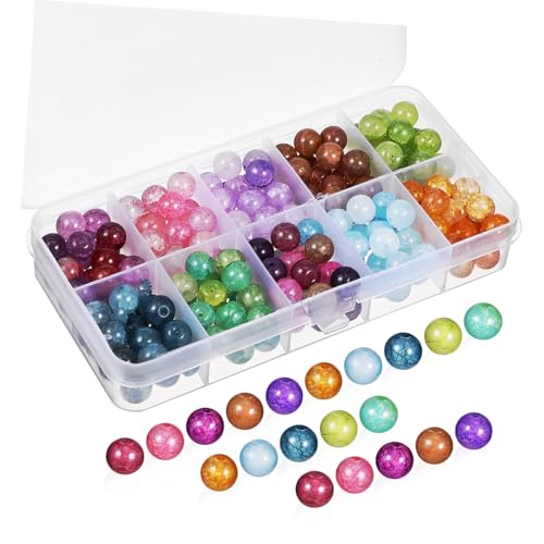 HIAKDOFT 1 Schachtel Crackle Glass Beads Bunte Glasperlen zum Auffädeln für Schmuckherstellung Armbänder Halsketten Ohrringe DIY Schmuckzubehör mit Schmuckband HIAKDOFT 1 Schachtel Crackle Glass Beads Bunte Glasperlen zum Auffädeln für Schmuckherstellung Armbänder Halsketten Ohrringe DIY Schmuckzubehör mit Schmuckband von HIAKDOFT