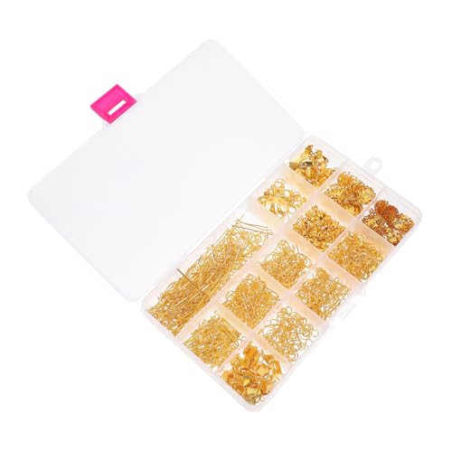 HIAKDOFT 1 Schachtel DIY Ohrhaken Gold Schmuck Bastel Zubehör Ohrstecker Verschlüsse für Ohrringe Selber Machen Frauen Schmuckherstellung Zubehör für Erwachsene und Anfänger von HIAKDOFT