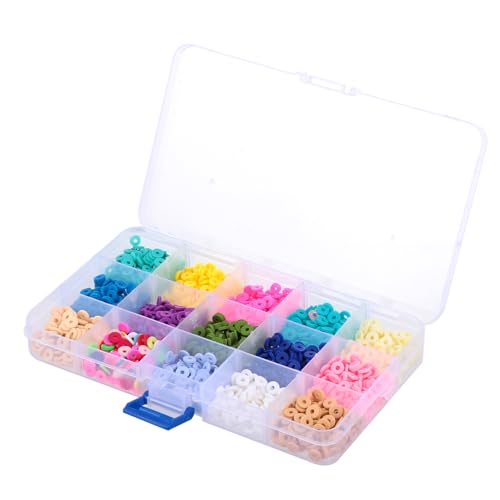 HIAKDOFT 1 Schachtel Flache Bunte Polymer Clay Perlen Fächer Box Schmuckperlen zum Basteln von Armbändern Halsketten DIY Schmuckherstellung Lose Runde Tonperlen für Kreative HIAKDOFT 1 Schachtel Flache Bunte Polymer Clay Perlen Fächer Box Schmuckperlen zum Basteln von Armbändern Halsketten DIY Schmuckherstellung Lose Runde Tonperlen für Kreative von HIAKDOFT