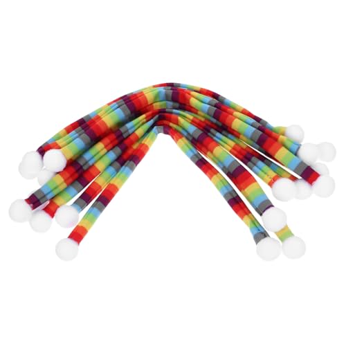 HIAKDOFT 10 Stück Mini Weihnachts Schals aus Gestreiftem Plüschstoff Vielseitige Deko für Puppen und Weinflaschen Robuste Farbenfrohe Mini Schal Dekoration für DIY Bastelprojekte von HIAKDOFT