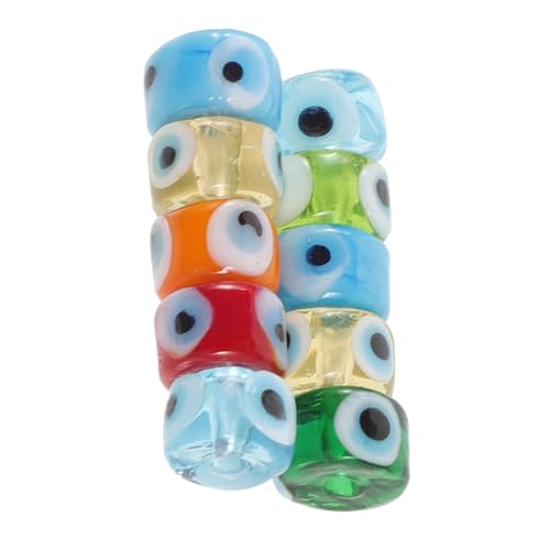 HIAKDOFT 10 Stück Teiliges Bunte Glasperlen mit Bösem Auge Flach Rund DIY Schmuckherstellung Charms Armband Anhänger Kreative Bastelperlen für Handwerk und Dekoration von HIAKDOFT