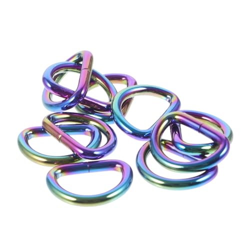 HIAKDOFT 10 Stück Teiliges Bunte Metall D ringe Wiederverwendbare Halbkreisförmige Schnallen Geeignet für Geldbörsen Taschen Schlüsselanhänger DIY Bastelzubehör Vielseitig Einsetzbar von HIAKDOFT