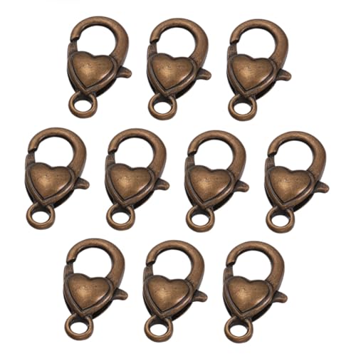 HIAKDOFT 10 Stück Teiliges Herzförmige Karabinerverschlüsse aus Legierung Bronze Schmuckverschluss für DIY Halsketten Armbänder Schlüsselanhänger und Bastelzubehör von HIAKDOFT
