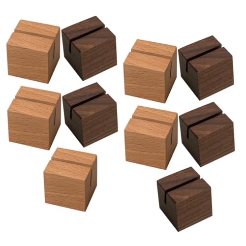HIAKDOFT 10 Stück Teiliges Holz Kartenhalter Naturmaterial Tischkartenständer für Visitenkarten Notizen Menüs Tischdekorationen bei Hochzeiten Partys und Büro Buche und Walnuss von HIAKDOFT