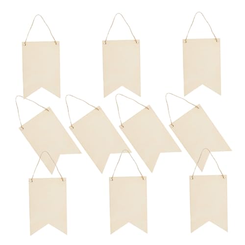 HIAKDOFT 10 Stück Teiliges Holzscheiben zum Basteln Unlackierte Hängende Holzschilder in Bannerform Blanko DIY Holzplatten zum Bemalen Personalisierbare Gartenschilder für Heim und von HIAKDOFT