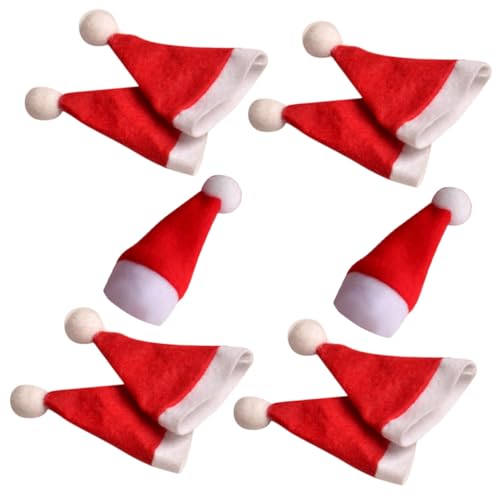 HIAKDOFT 10 Stück Teiliges Mini Weihnachtsmützen aus Filz Lollipop Hüte Wiederverwendbar DIY Weihnachtsdekoration für Süßigkeiten Geschenke und Bastelarbeiten von HIAKDOFT