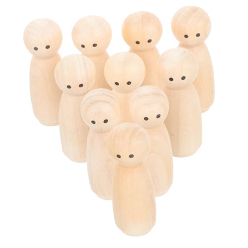 HIAKDOFT 10 Stück Teiliges Natürliche Holz puppen zum Bemalen DIY Kreative Holzrohlinge mit Glatter Oberfläche Kindersicher und Langlebig für Basteln und Wohnkultur von HIAKDOFT