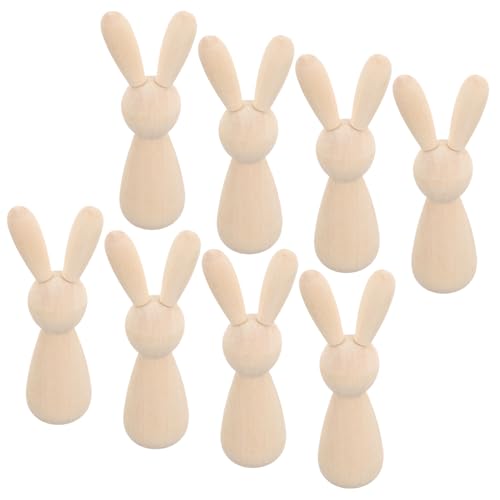 HIAKDOFT 10 Stück Teiliges Naturfarbener Holz Peg Dolls Hasen zum Bemalen DIY Holzfiguren für Kreative Bastelprojekte und Individuelle Heimdekoration Glatt und Unbemalt für Hand Auge von HIAKDOFT