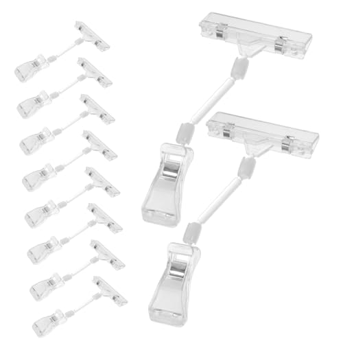HIAKDOFT 10 Stück Transparente Preisschildhalter mit Drehbarem Clip Vielseitige Preisschild Clips für Supermarktregale Langlebige und Robuste Werbehalter für Preis und Informationsanzeigen von HIAKDOFT