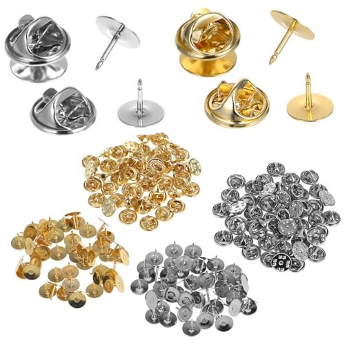 HIAKDOFT 100 Paare Locking Pin Backs Schmetterlingsverschluss für Broschen Anstecker DIY Schmuckherstellung Gold Nickel Vielseitige Metall pin rückseiten für Handwerk und Abzeichen von HIAKDOFT