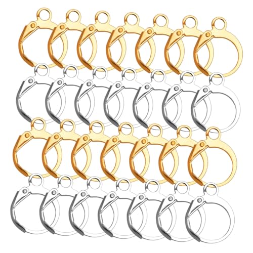 HIAKDOFT 100 Stück DIY Ohrhaken aus rostfreiem Metall Goldfarbene und Silberne Ohrring Haken Langlebige Schmuckzubehör für Selbstgemachte Ohrringe Damen und Mädchen Einfach zu Verwenden von HIAKDOFT